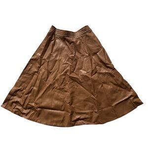 Forever 21 Chestnut Brown Faux Leather A-Line Mid-Length Skirt